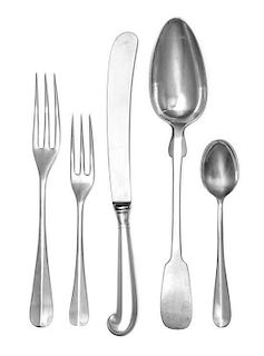An American Silver Flatware Service, Stieff Co., Baltimore, MD, Williamsburg Restoration pattern, comprising: 8 dinner knives 8