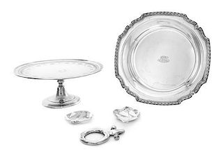 A Collection of American Silver Articles, Tiffany & Co., New York, NY, 20th Century, comprising a tazza, a center bowl, two hear