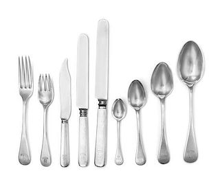 An American Silver Partial Flatware Service, Tiffany & Co., New York, NY, comprising: 24 dinner knives 12 fish knives 11 dinner