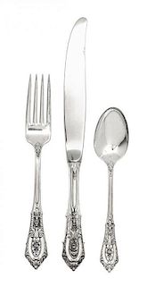 * An American Silver Partial Flatware Service, R. Wallace & Sons Mfg. Co., Wallingford, CT, 20th Century, Rose Form pattern, com