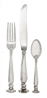 * An American Silver Flatware Service, R. Wallace & Sons Mfg. Co. Wallingford, CT, Romance of the Sea pattern, comprising: 12 di