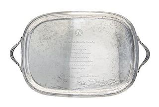 An American Silver Tray, Redlich & Co., New York, NY, with inscription from the New York Shipbuilding Corp. Camden, NJ.
