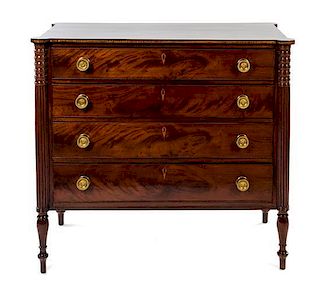 * An American Federal Mahogany Chest of Drawers Height 39 x width 40 1/2 x depth 20 1/2 inches.