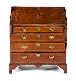 An American Chippendale Slant Front Bureau Height 41 3/4 x width 37 x depth 20 1/4 inches.