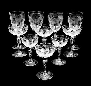 A Cut Glass Stemware Service Height of water glasses 8 inches.