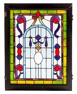 A Leaded Glass Window Height 42 x width 32 inches.