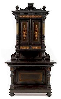 * An American Aesthetic Movement Ebonized Cabinet Height 74 3/4 x width 44 x depth 18 1/2 inches.
