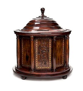 A Victorian Rosewood Rotating Music Box Height 9 inches.