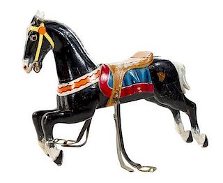 A Carved and Painted Wood Carousel Horse Length of horse 55 inches.