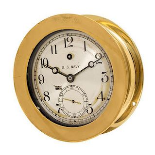 * A US Navy Ship's Bell Clock Diameter 7 1/2 inches.