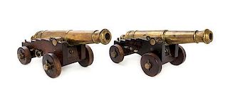 A Pair of Brass Models of Cannons Length 16 1/4 inches.