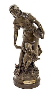 A French Bronze Figural Group Height 18 3/8 inches.