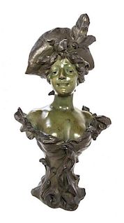 A French Cast Metal Bust Height 21 inches.