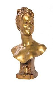 A French Gilt Bronze Bust Height 17 1/2 inches.