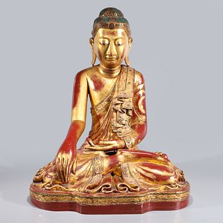 Large Antique Thai Wood Buddha
