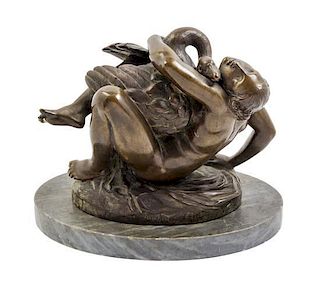 A Continental Bronze Figural Group Width 8 1/2 inches.
