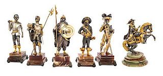 * A Collection of Italian Silvered and Gilt Bronze Figures Height of tallest 11 3/4 inches.