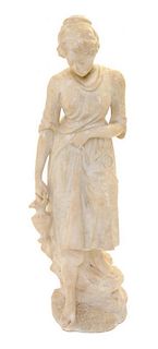A Continental Alabaster Figure Height 20 1/2 inches.