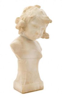 A Continental Alabaster Bust Height 19 inches.