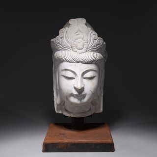 Large Chinese Marble Buddha Head