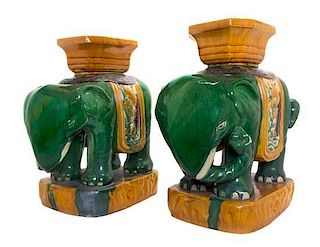 A Pair of Chinese Ceramic Garden Seats Height 20 1/2 inches.