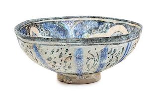 A Persian Pottery Bowl Diameter 6 1/2 inches.