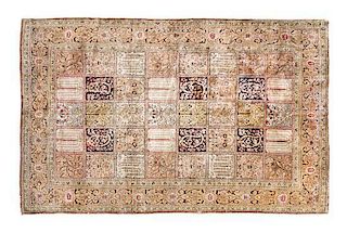 A Persian Qum Wool Rug 6 feet 11 1/2 inches x 4 feet 4 3/4 inches.