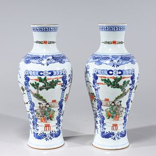 Pair of Chinese Famille Verte Vases