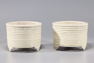 Two Chinese Porcelain Tripod Censers