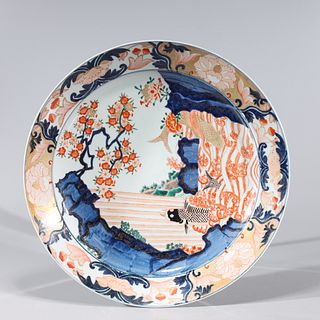 Chinese Famille Verte Imari Type Gilt Enameled Porcelain Charger