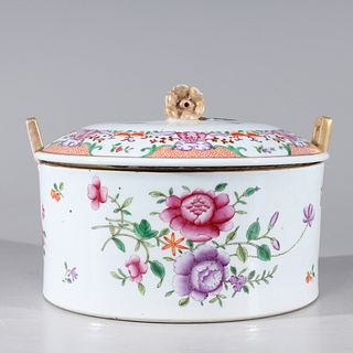 Chinese Gilt & Famille Rose Enameled Porcelain Covered Vessel