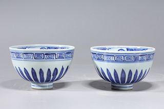 Two Chinese Blue & White Porcelain Bowls