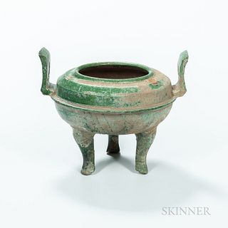 Green-glazed Pottery Ding Vessel
