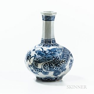 Blue and White Six-sided Dragon Bottle