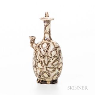 Marble-glazed Kundika-form Ritual Water Bottle