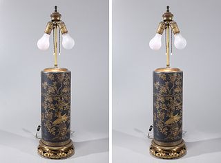 Two Gilt Lacquer Style Lamps