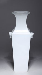 Chinese White Glazed Faceted Vase