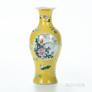 Famille Rose Yellow-ground Vase