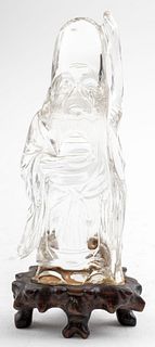 Chinese Rock Crystal Carving of Stellar God Shouxing