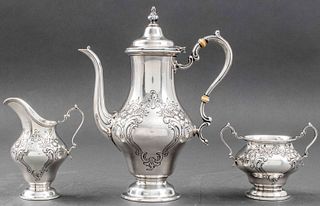 Gorham Hand-Chased Sterling Silver Tea Set, 3