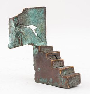 20th C. Esther Fuhrman Abstract Bronze Stairway Sculpture
