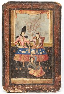 Persian Two-Sided Painting Gilt & Tempera