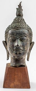 Thai Patinated Bronze Buddha Bust