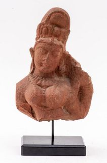 Southeast Asian Sandstone Sculpture of a Goddess