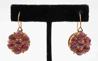Vintage Indian 10K Gold Filled Ruby Drop Earrings
