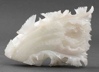 Chinese Selenite Stone Carving of Flower