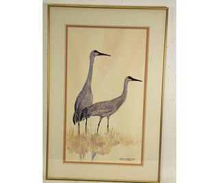 ED FICKETT SOUNDHILL CRANES WATERCOLOR PAINTING