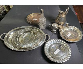 MIXED LOT OF THIRTEEN SILVER PLATED SERVING PIECES