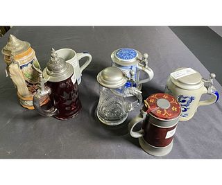 MIXED LOT OF SEVEN BEER STEINS