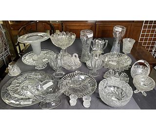 MIXED LOT OF 25 PCS OF CRYSTAL AND GLASS